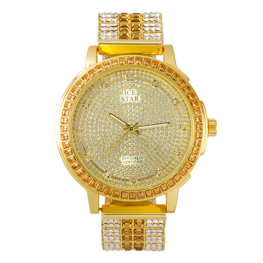 Urban Iced-Out Full Stone 50mm Metal Band Watch - 9676A-MB