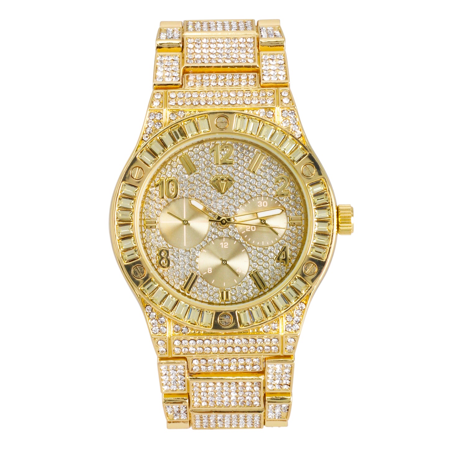Urban Iced-Out Full Stone 44mm Metal Band Watch - 9689-MB