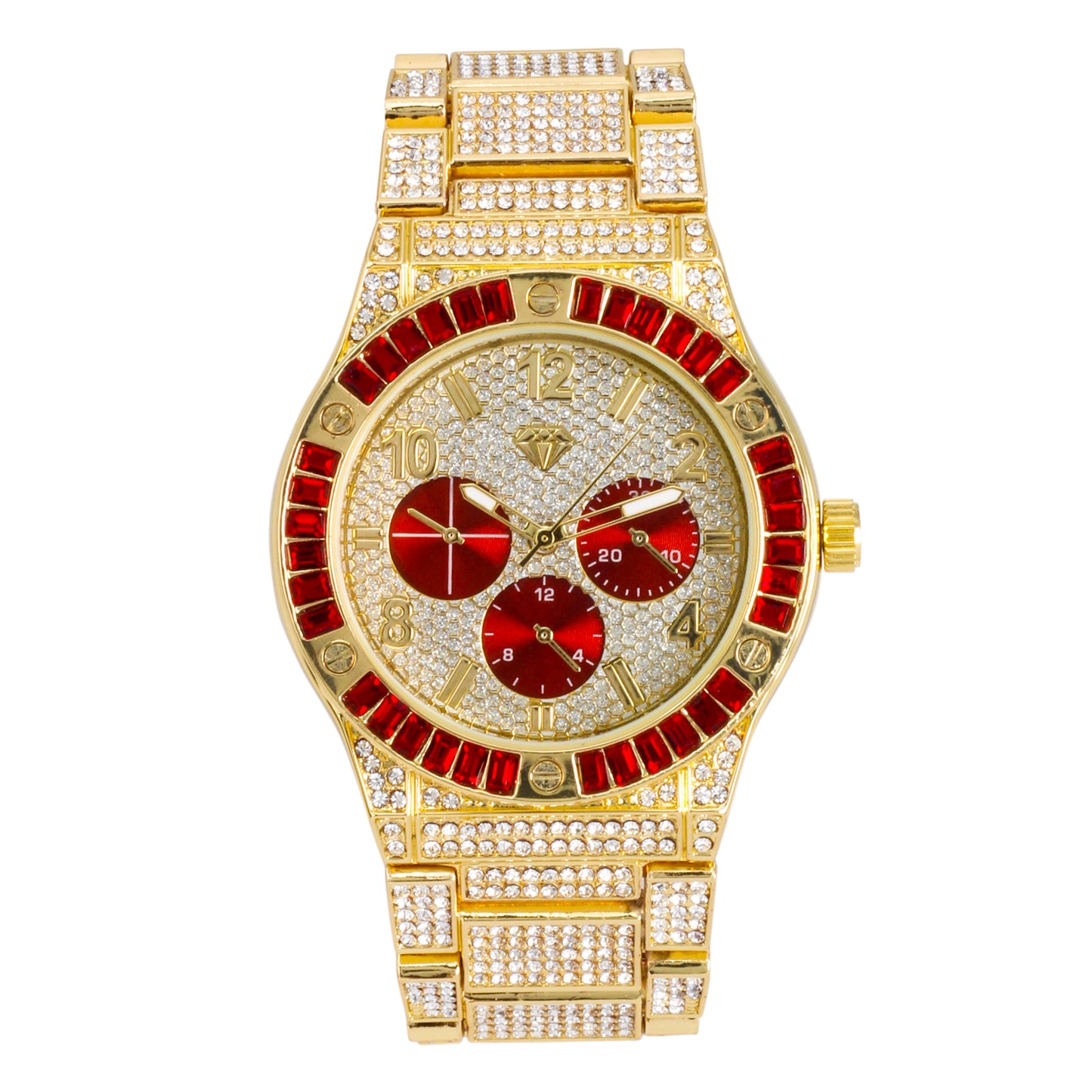 Urban Iced-Out Full Stone 44mm Metal Band Watch - 9689-MB