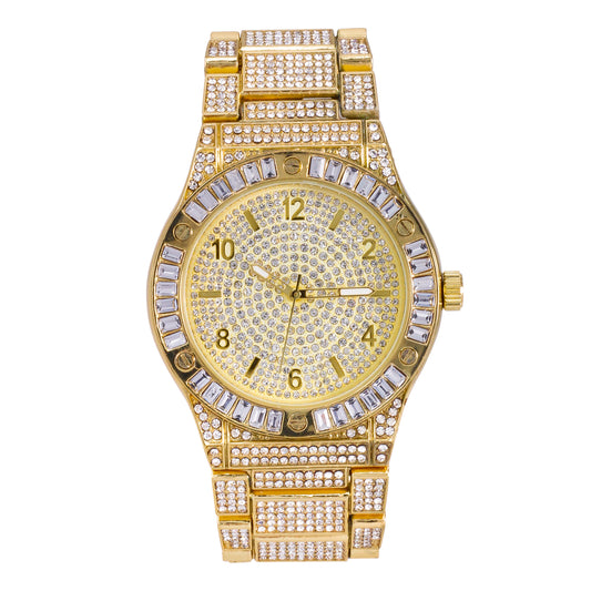 Urban Iced-Out Full Stone 44mm Metal Band Watch - 9689A-MB