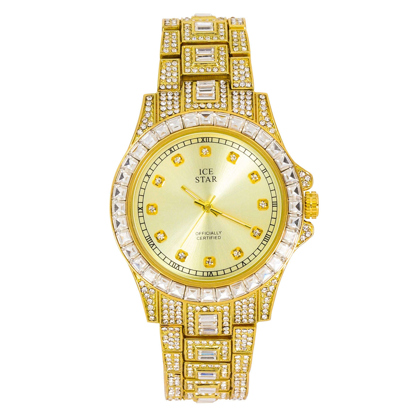 Urban Iced-Out Full Stone 42mm Metal Band Watch - 9690-MB