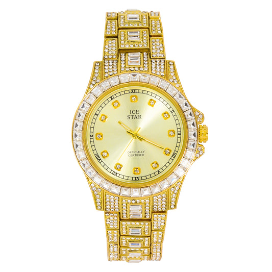 Urban Iced-Out Full Stone 42mm Metal Band Watch - 9690-MB