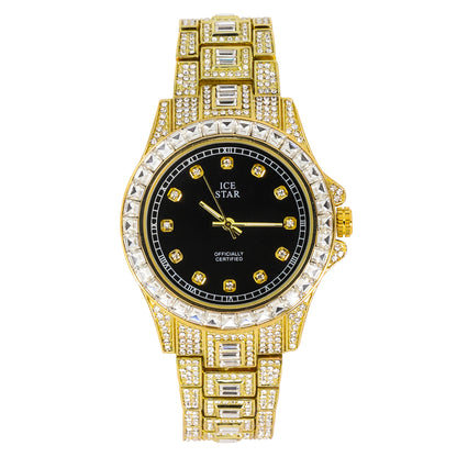 Urban Iced-Out Full Stone 42mm Metal Band Watch - 9690-MB