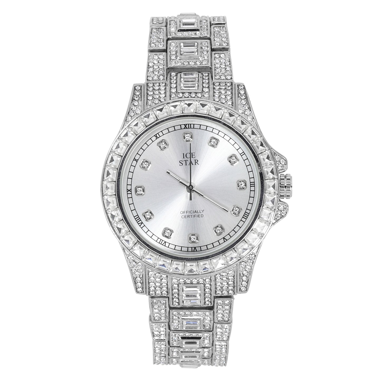 Urban Iced-Out Full Stone 42mm Metal Band Watch - 9690-MB