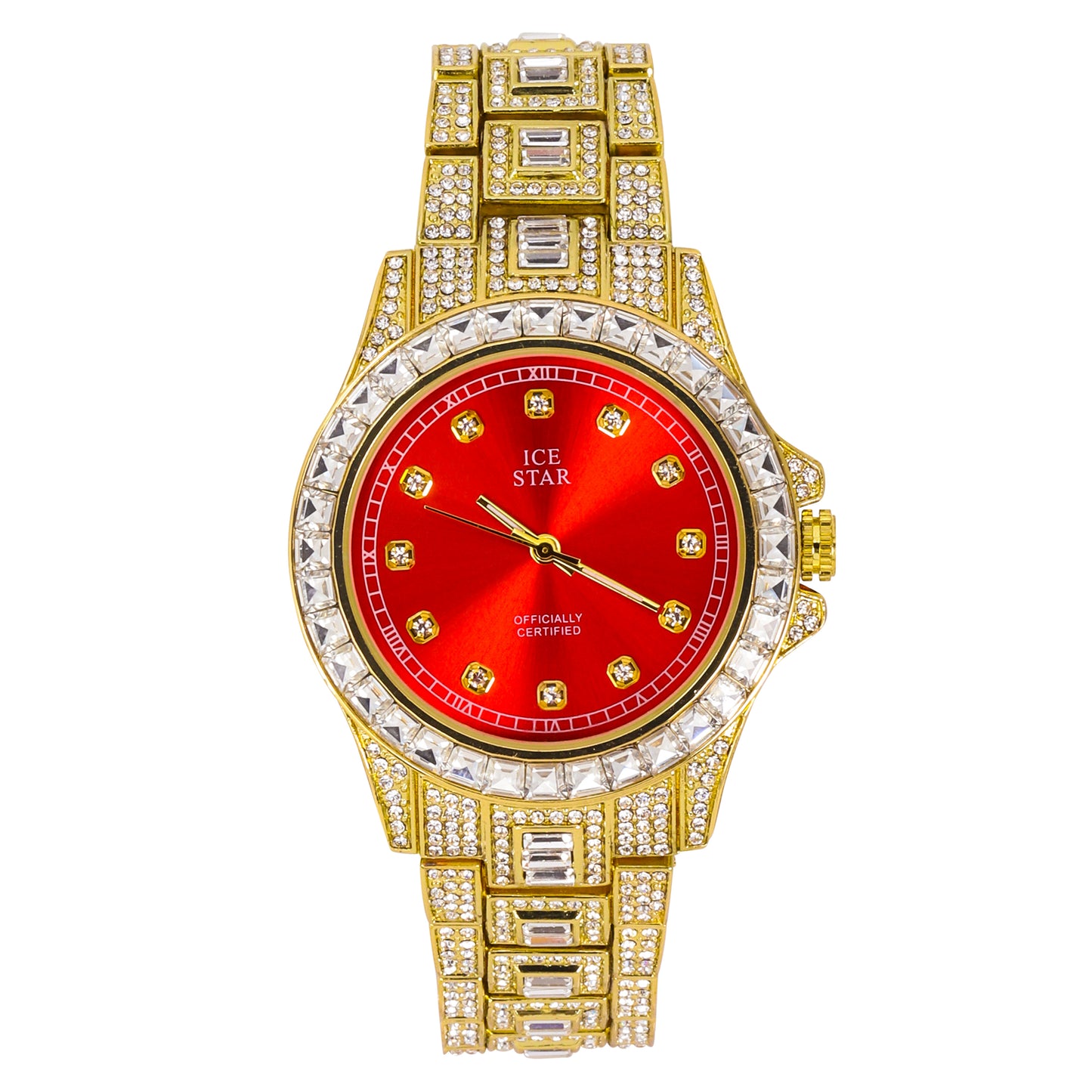 Urban Iced-Out Full Stone 42mm Metal Band Watch - 9690-MB