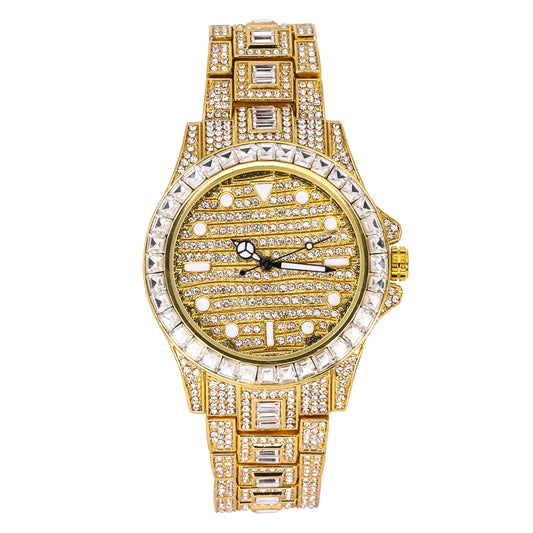 Urban Iced-Out Full Stone 42mm Metal Band Watch - 9690C-MB