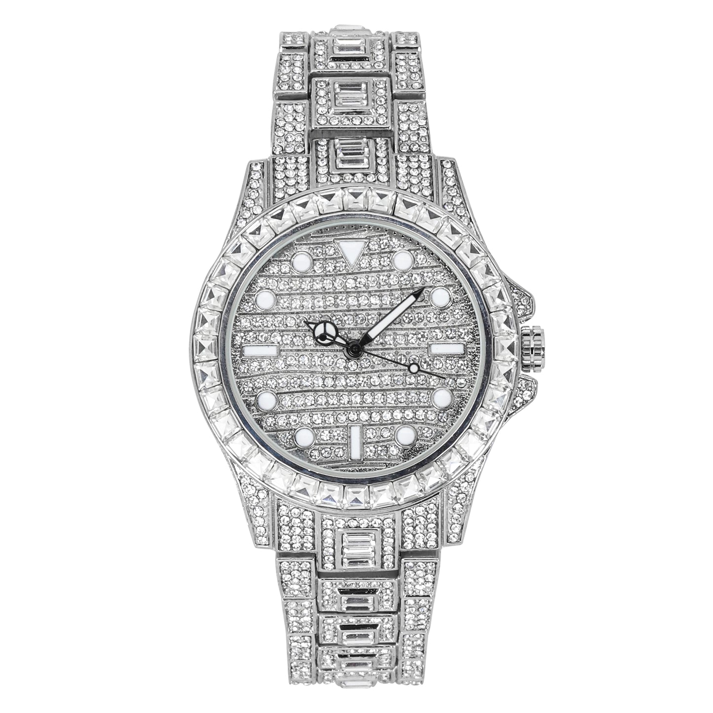 Urban Iced-Out Full Stone 42mm Metal Band Watch - 9690C-MB
