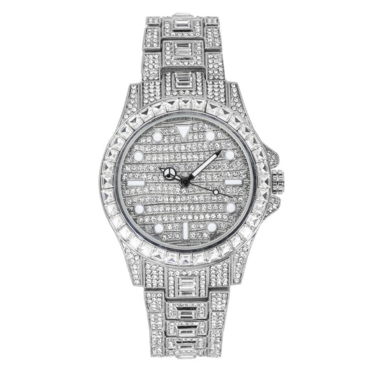 Urban Iced-Out Full Stone 42mm Metal Band Watch - 9690C-MB