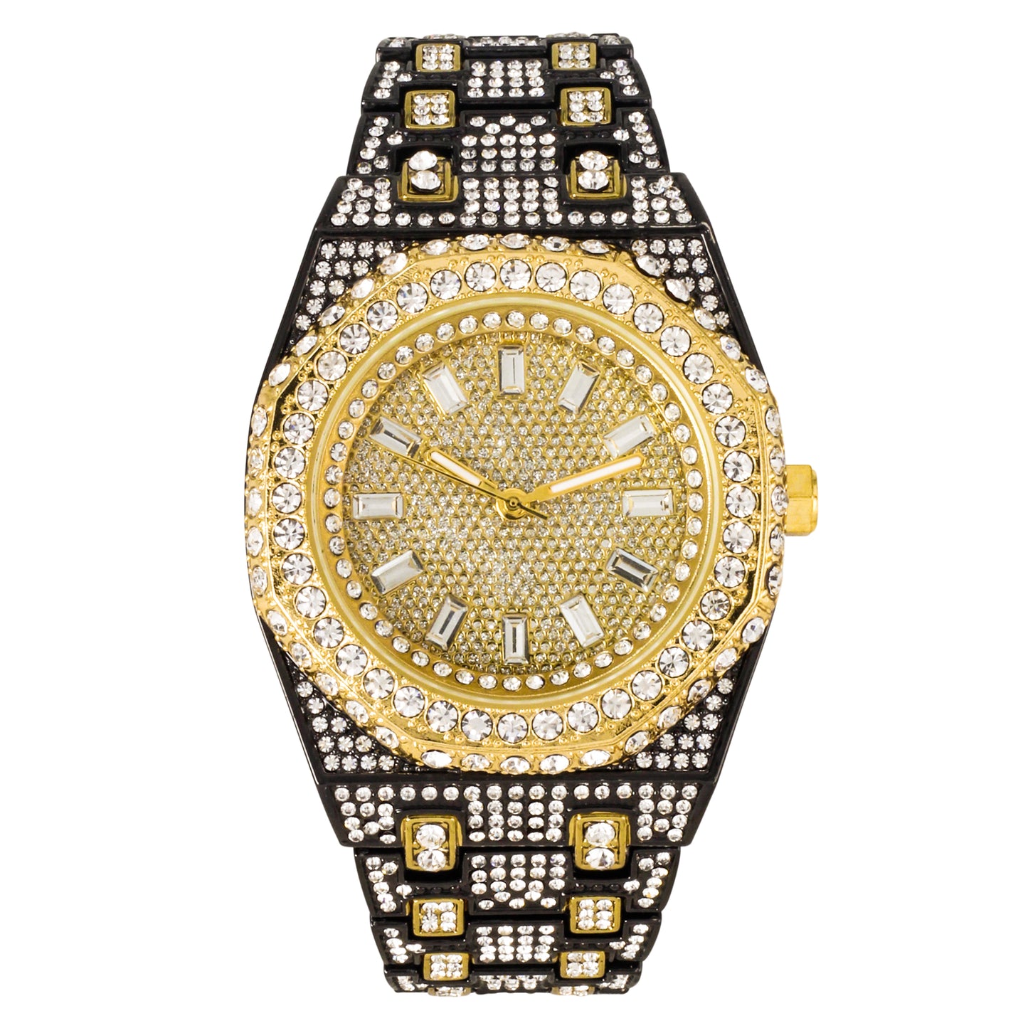 Urban Iced-Out Full Stone 43mm Metal Band Watch - 9691B-MB