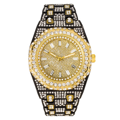 Urban Iced-Out Full Stone 43mm Metal Band Watch - 9691B-MB