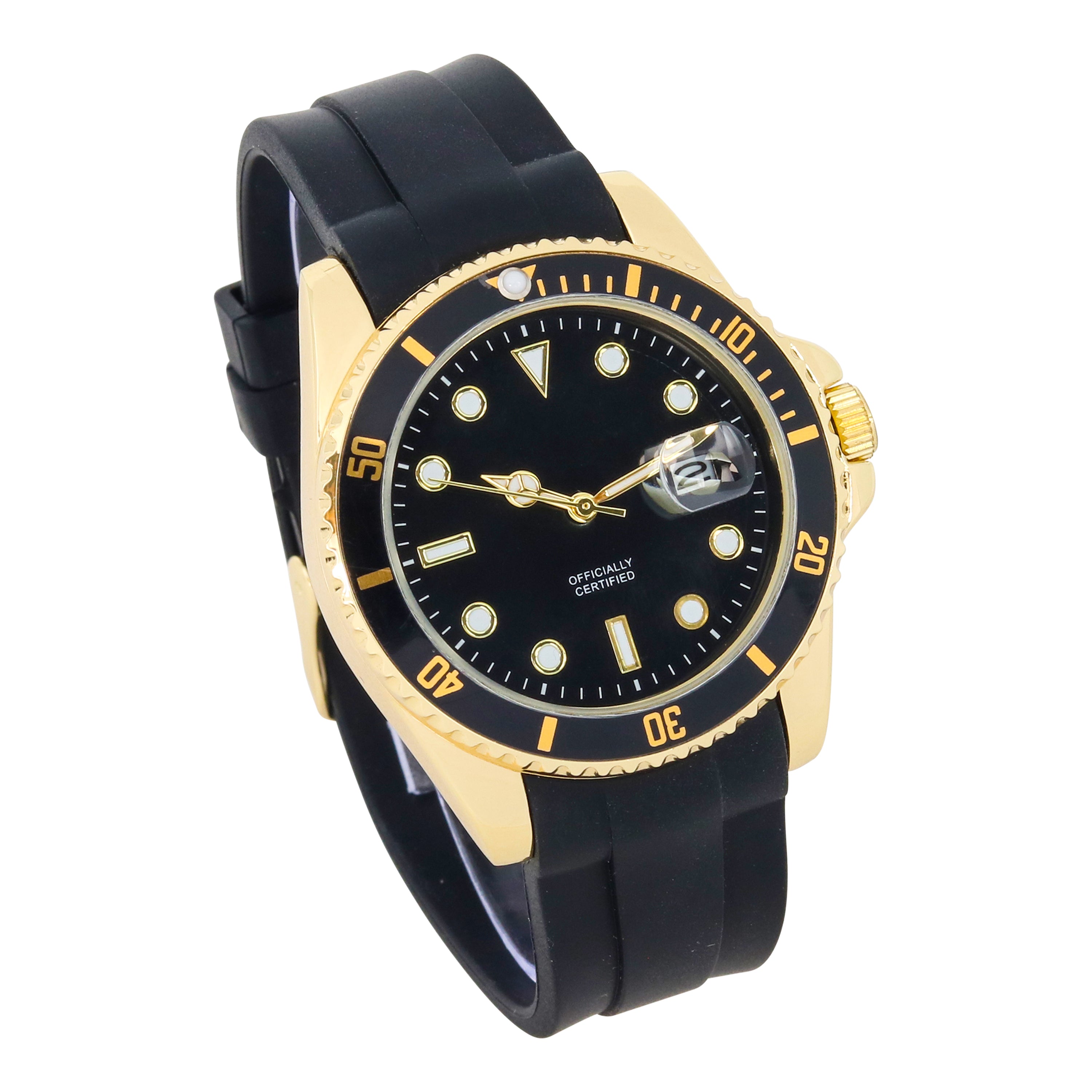 Men's Round Silicone Band Watch 40mm Gold
