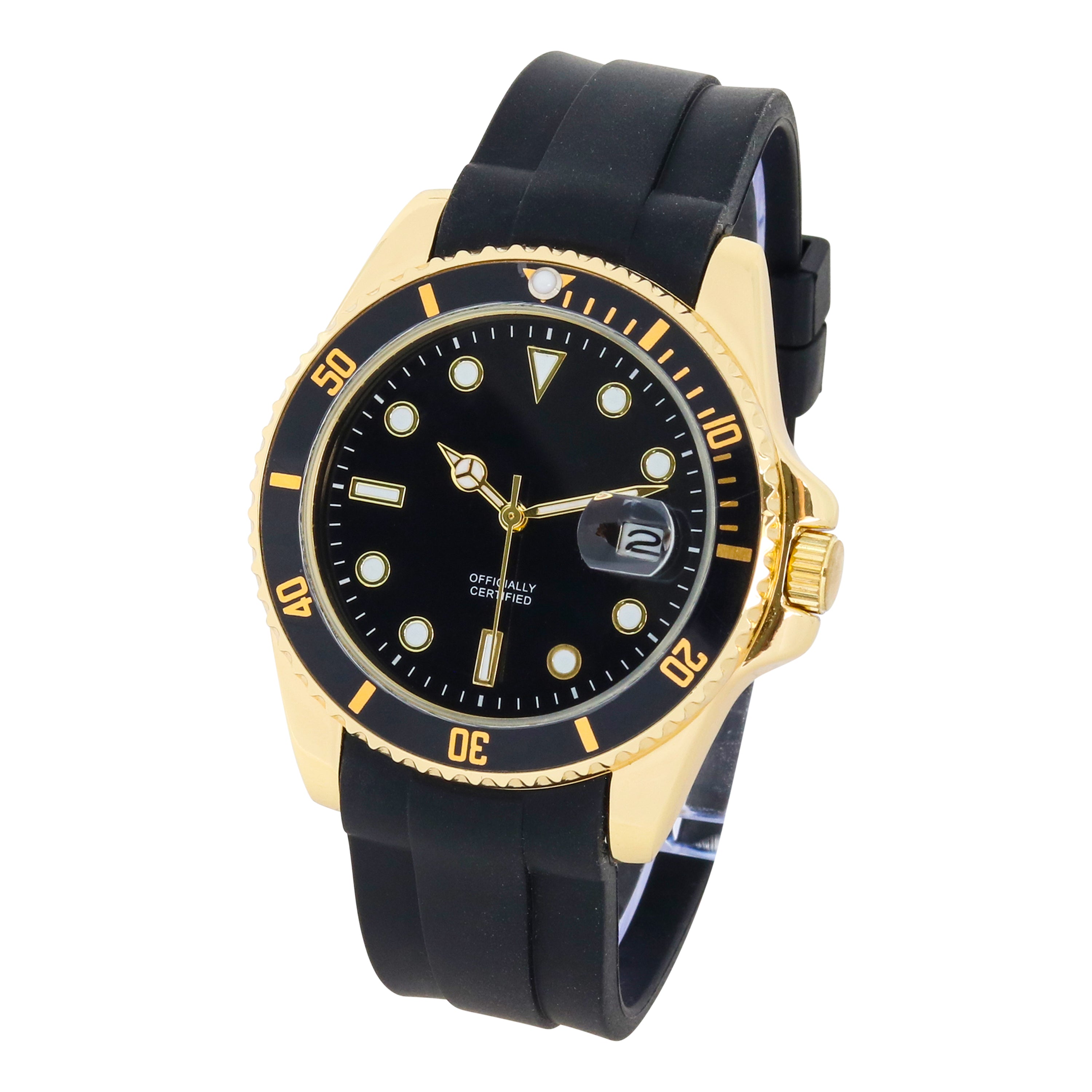 Men's Round Silicone Band Watch 40mm Gold