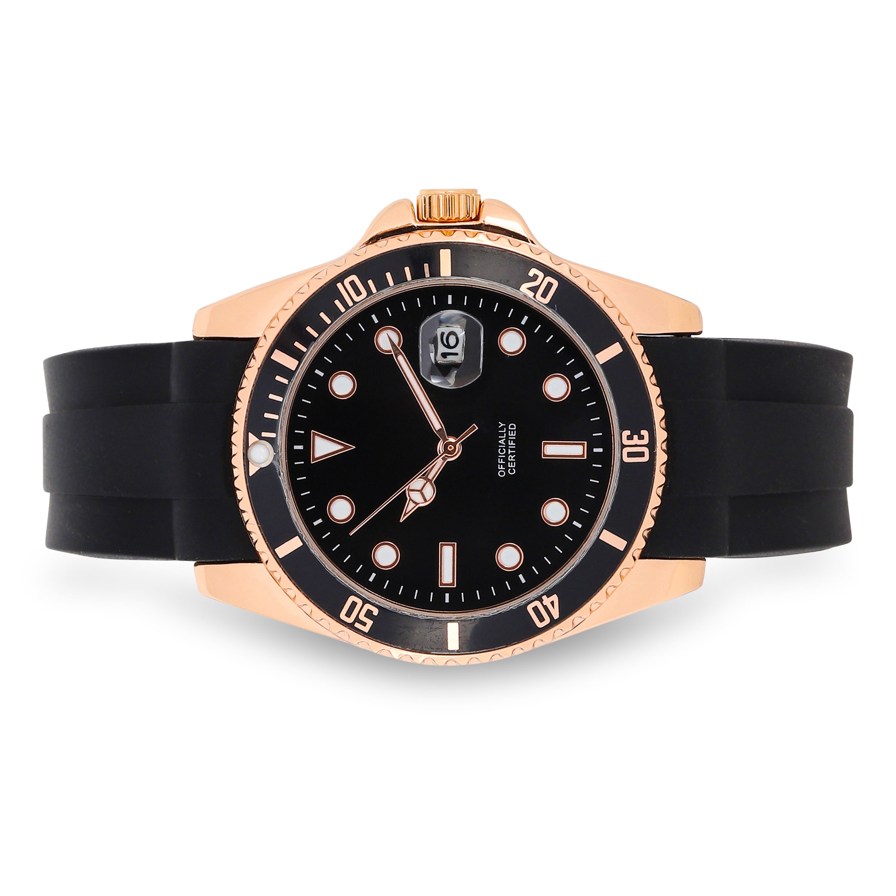 Men's Round Silicone Band Watch 40mm Rose Gold