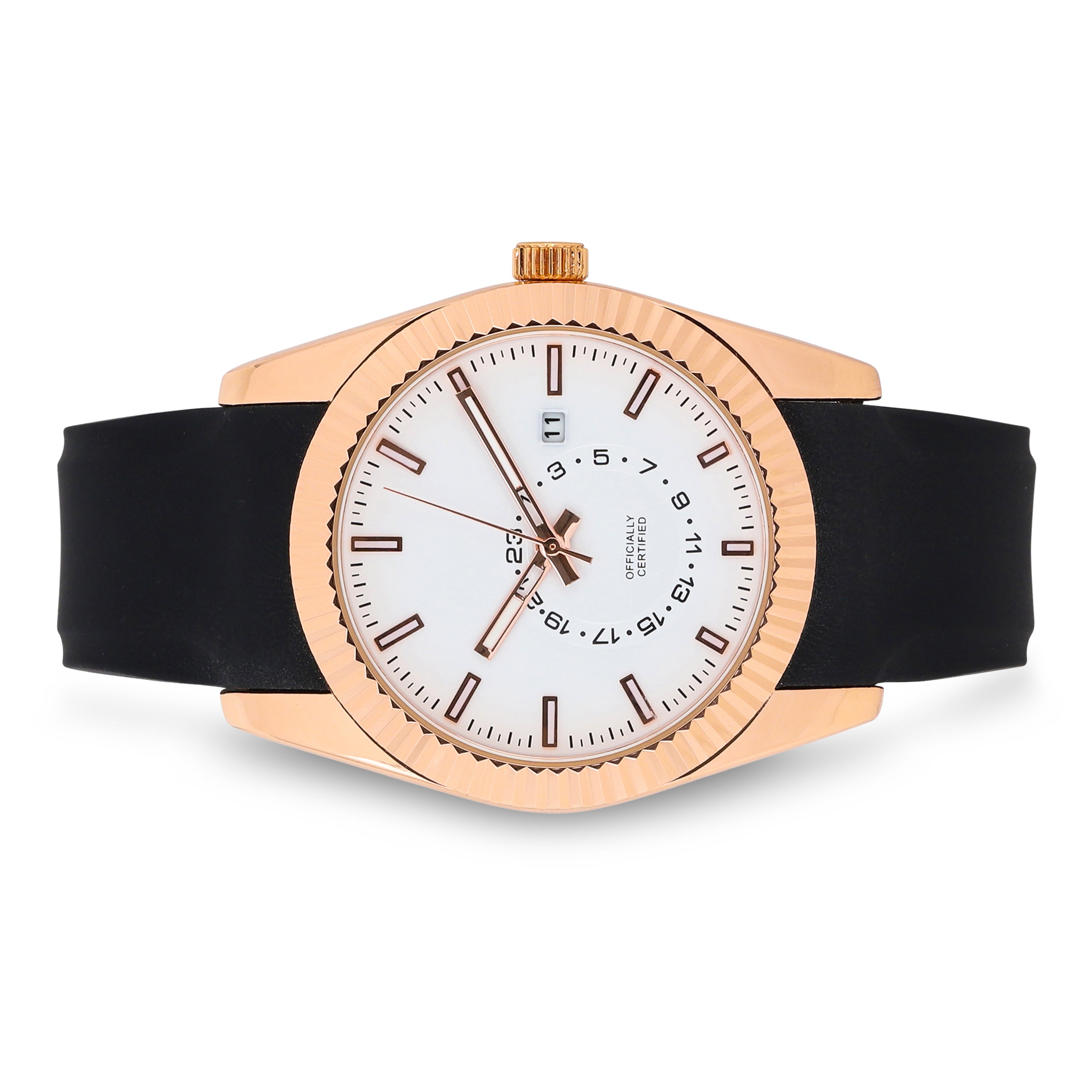 Men's Round Silicone Band Watch 42mm Rose Gold
