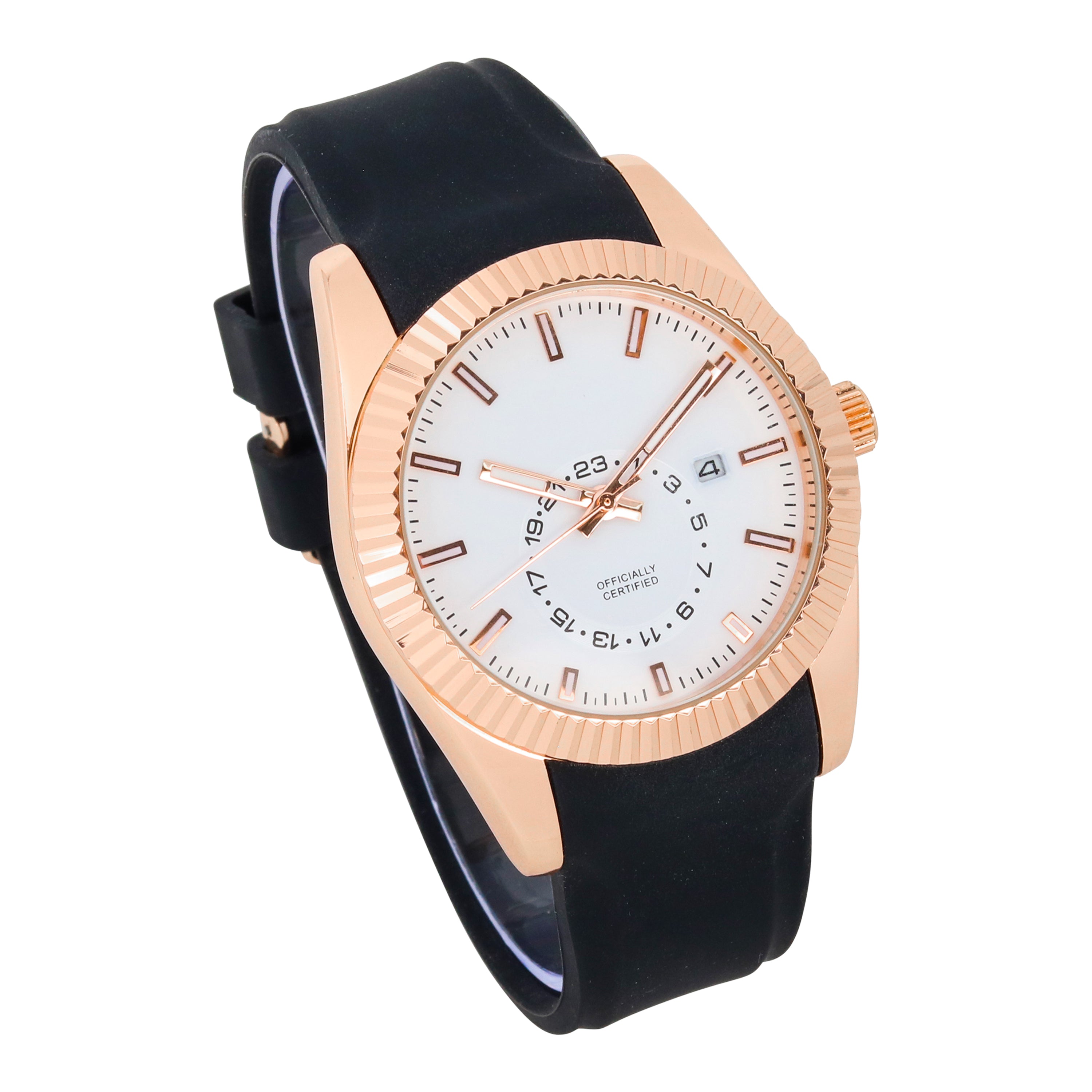 Men's Round Silicone Band Watch 42mm Rose Gold