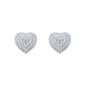 9mm heart moissanite cluster earrings in sterling silver with triple halo diamond design.