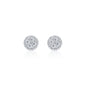 9mm round moissanite cluster earrings with double halo design in sterling silver, sparkling studs.