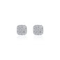 Front view of 9mm square moissanite cluster earrings with 0.98ct stones in sterling silver.