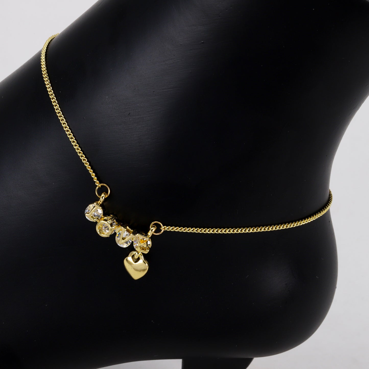 Ladies Heart Charm Anklet - AK-207
