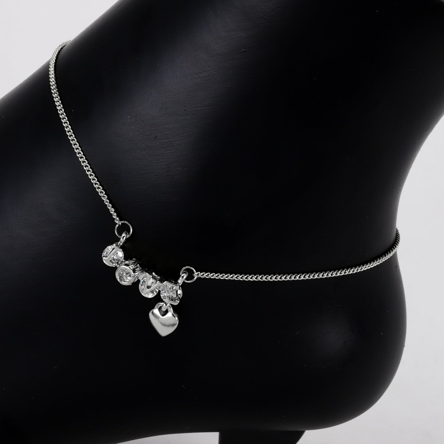 Ladies Heart Charm Anklet - AK-207