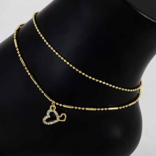 Ladies Heart Charm Anklet - AK-209