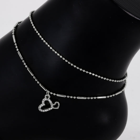 Ladies Heart Charm Anklet - AK-209