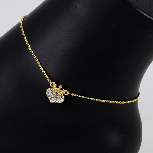 Ladies Heart Crown Anklet - AK-213
