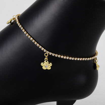 Ladies Flower Charm Anklet - AK-218