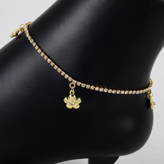 Ladies Flower Charm Anklet - AK-218