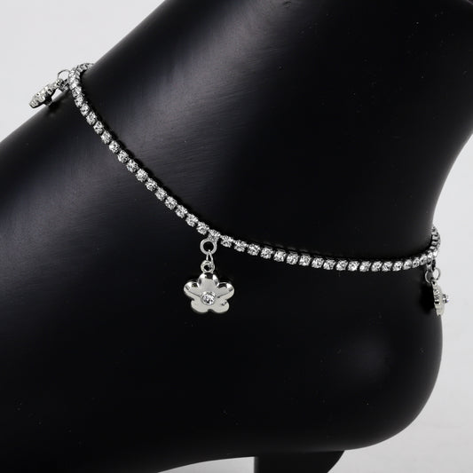 Ladies Flower Charm Anklet - AK-218