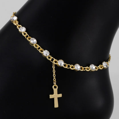 Ladies Cross Charm Anklet - AK-221