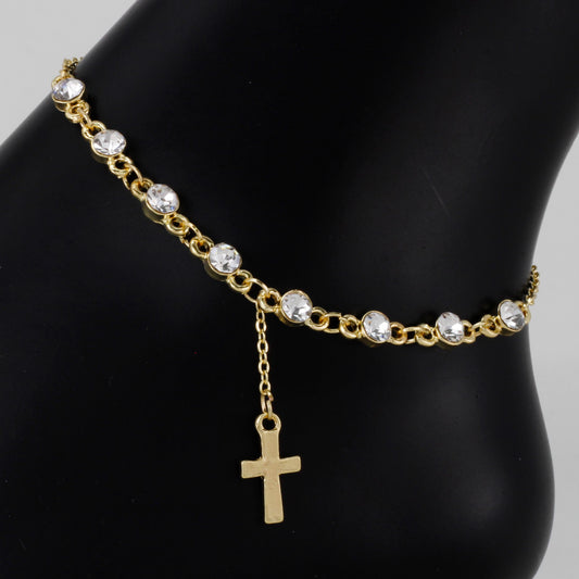 Ladies Cross Charm Anklet - AK-221