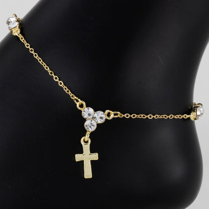 Ladies Cluster With Cross Anklet - AK-222