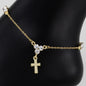 Ladies Cluster With Cross Anklet - AK-222