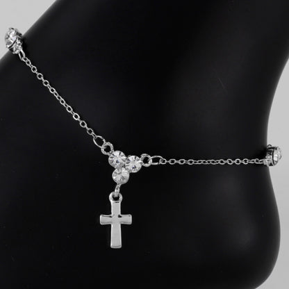 Ladies Cluster With Cross Anklet - AK-222