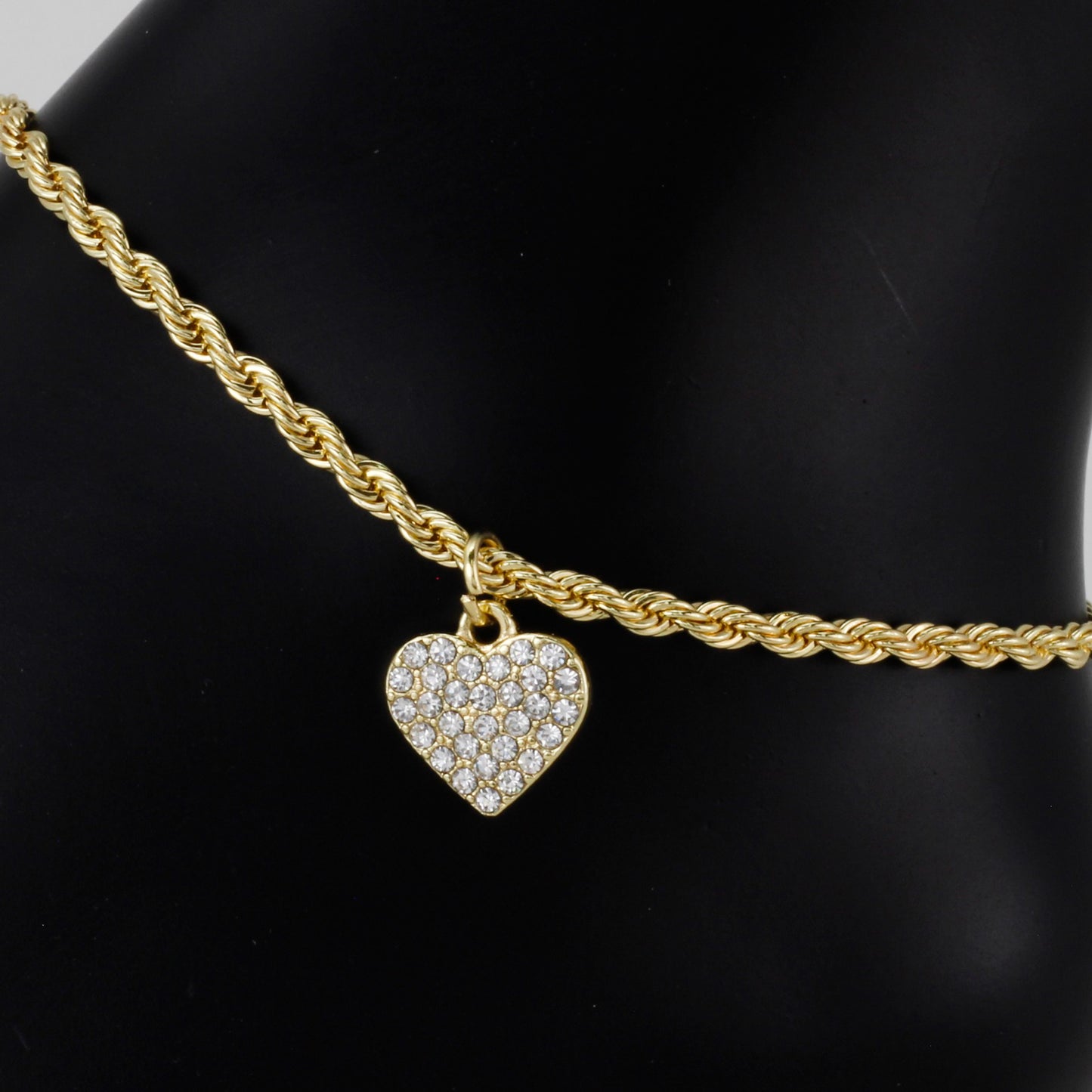 Ladies Heart Charm Anklet - AK-229