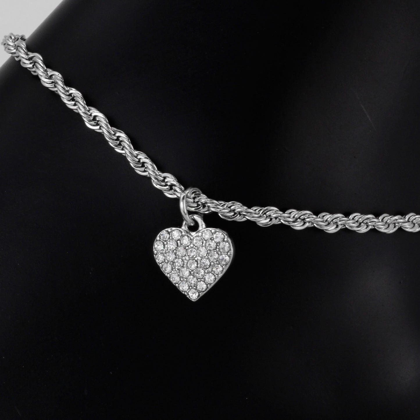 Ladies Heart Charm Anklet - AK-229