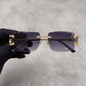 Iced Out 3.23CT Moissanite Rimless Sunglasses in Brass - Smoke Lens