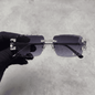 Iced Out 3.23CT Moissanite Rimless Sunglasses in Brass - Smoke Lens