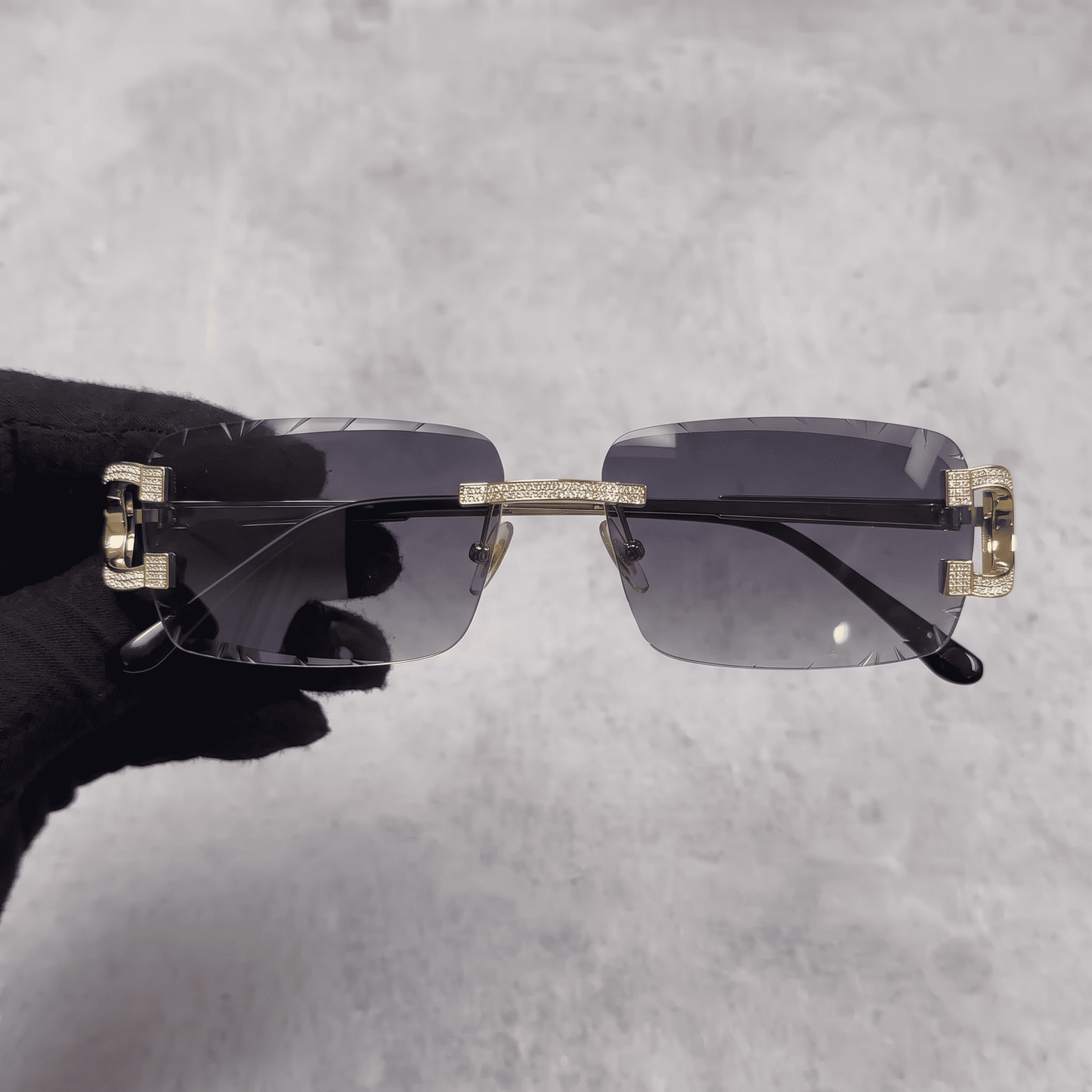 Iced Out 3.23CT Moissanite Rimless Sunglasses in Premium Sterling Silver - Smoke Lens