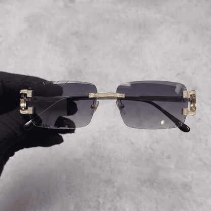 Iced Out 3.23CT Moissanite Rimless Sunglasses in Premium Sterling Silver - Smoke Lens