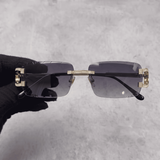 Iced Out 3.23CT Moissanite Rimless Sunglasses in Premium Sterling Silver - Smoke Lens