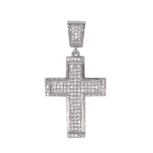 Small Cross Cubic Zirconia Pendant - BCH-1026*