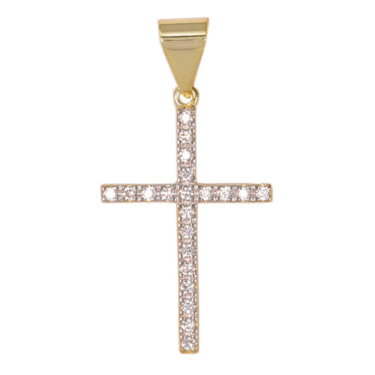 Small Cross Cubic Zirconia Pendant - BCH-1044*