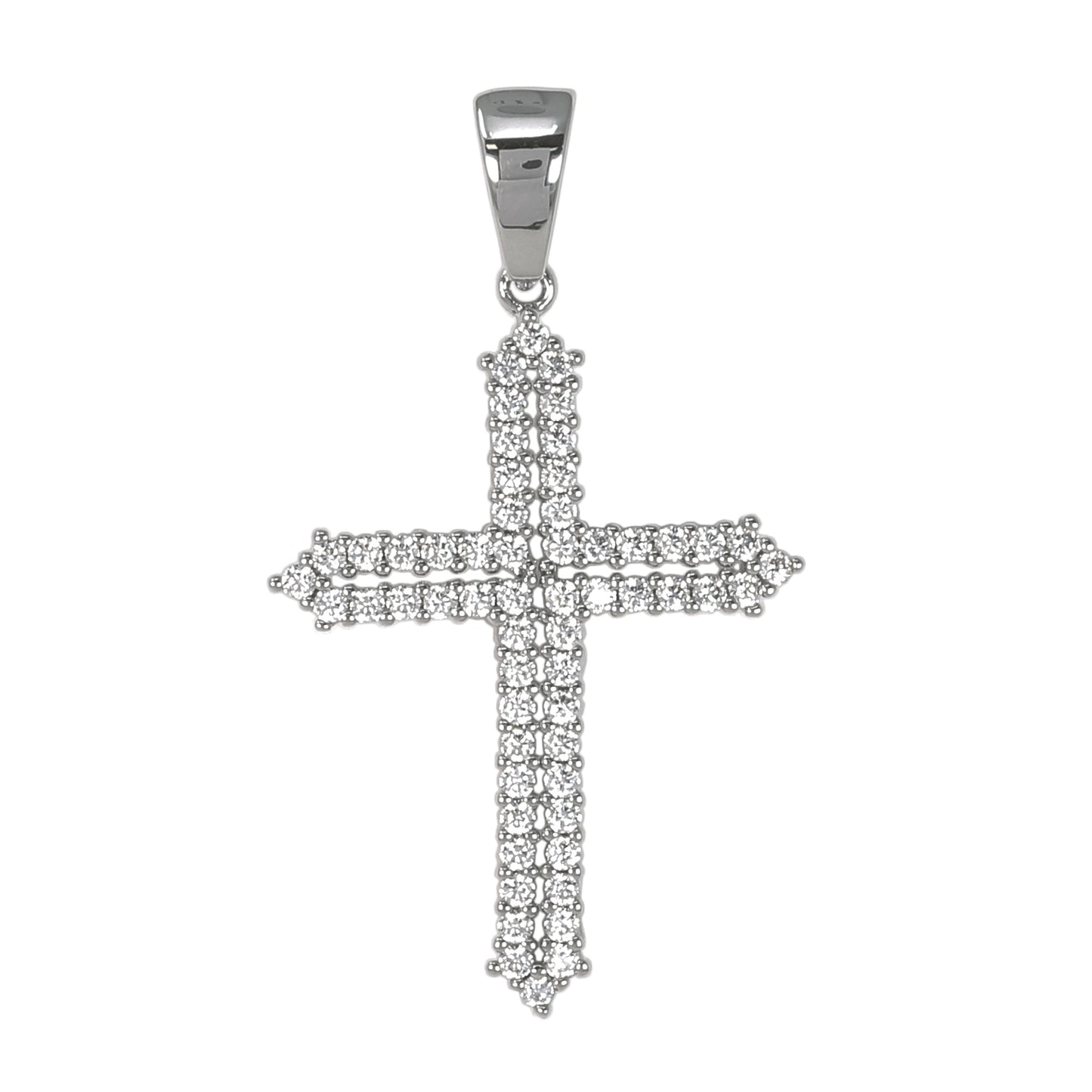 Small Cross Cubic Zirconia Pendant - BCH-1045*