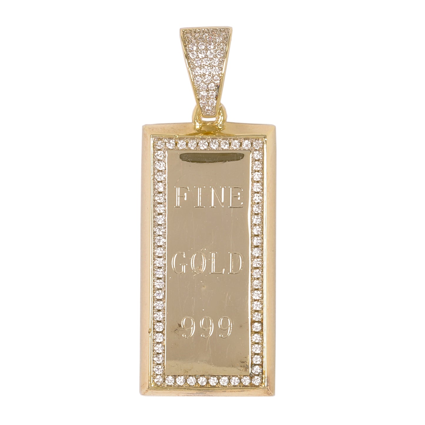 Medium Gold Bar Cubic Zirconia Pendant - BCH-1051*