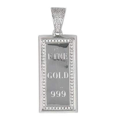 Medium Gold Bar Cubic Zirconia Pendant - BCH-1051*