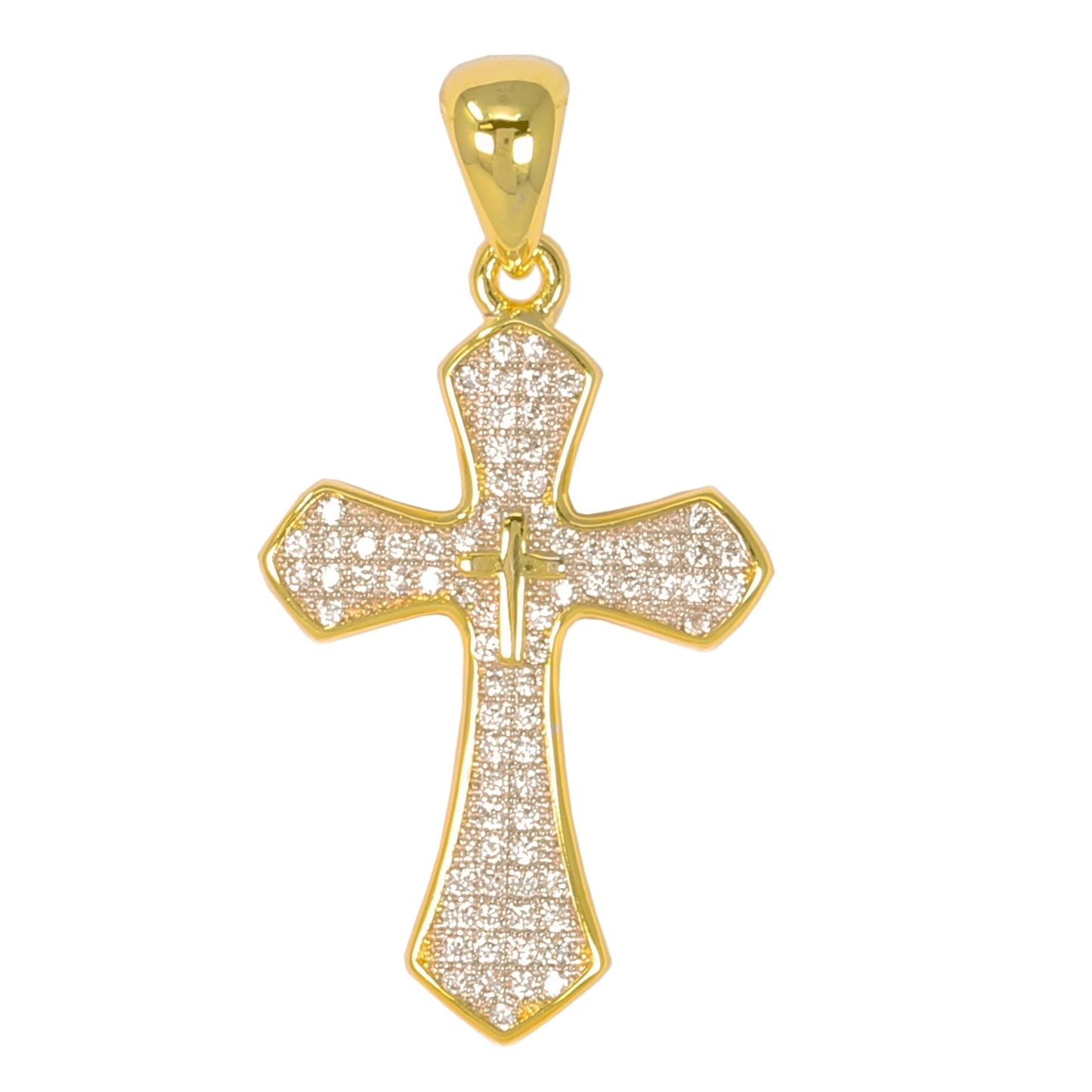 Small Cross Cubic Zirconia Pendant - BCH-1071*