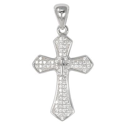 Small Cross Cubic Zirconia Pendant - BCH-1071*