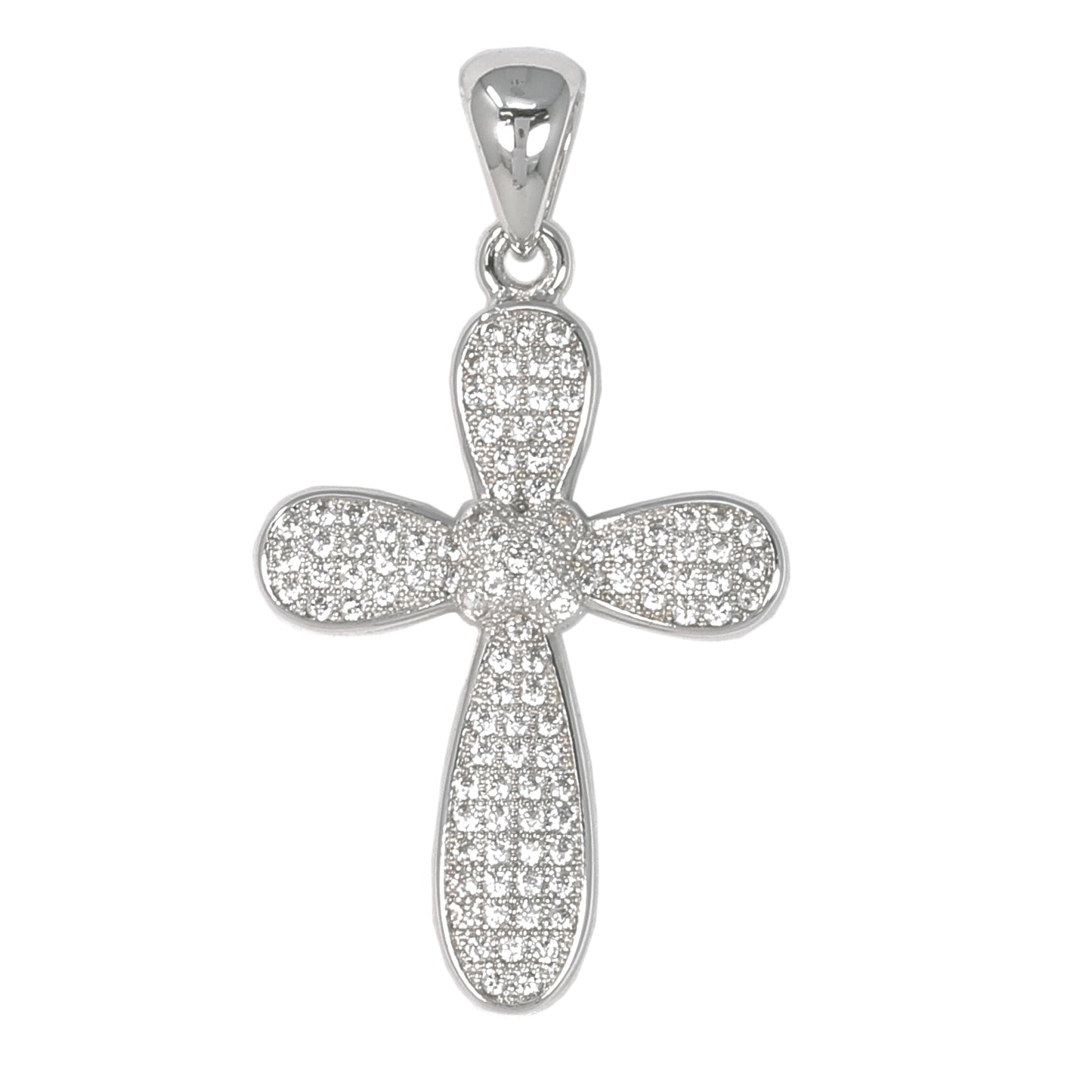 Small Cross Cubic Zirconia Pendant - BCH-1072*